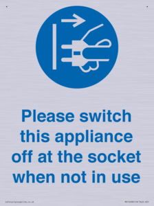 Please switch this appliance off at the socket when not in use